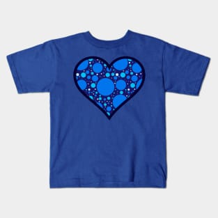 Blue Polka Dot Heart Kids T-Shirt